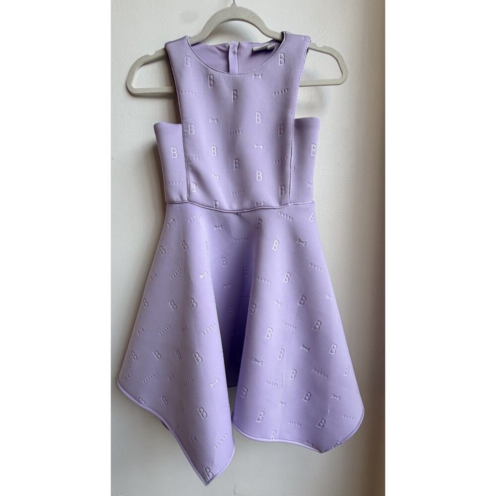 Ted Baker Girls  Scuba Monogram Dress Size 11Y   Lilac Purple Flared Sleeveless